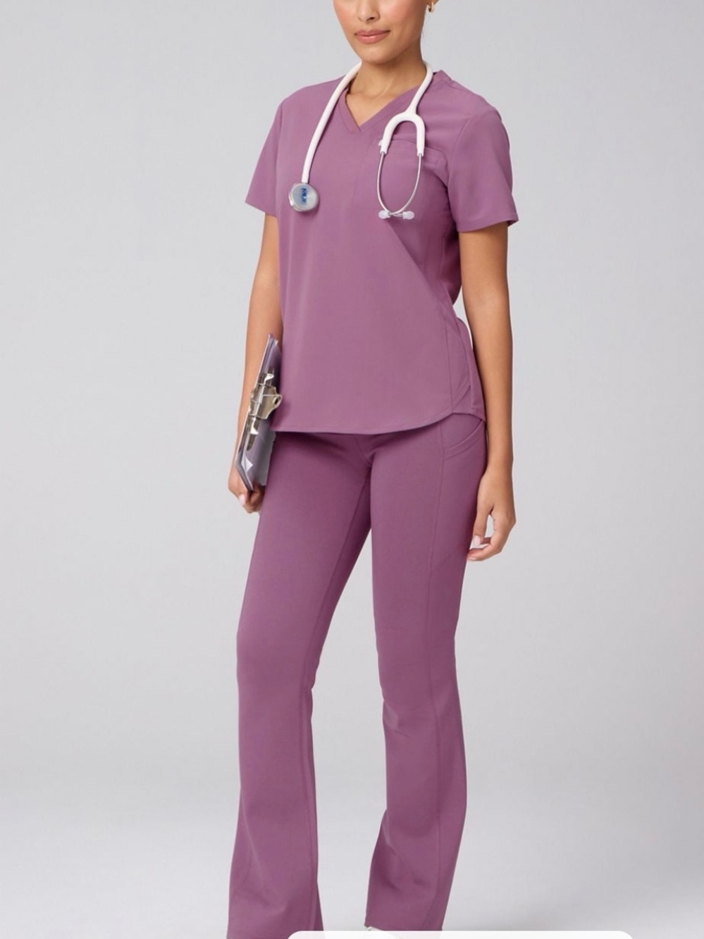 FABLETICS Women's Stretch Scrub Pants - Mauve size S